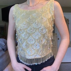 Vintage yellow sequin shirt